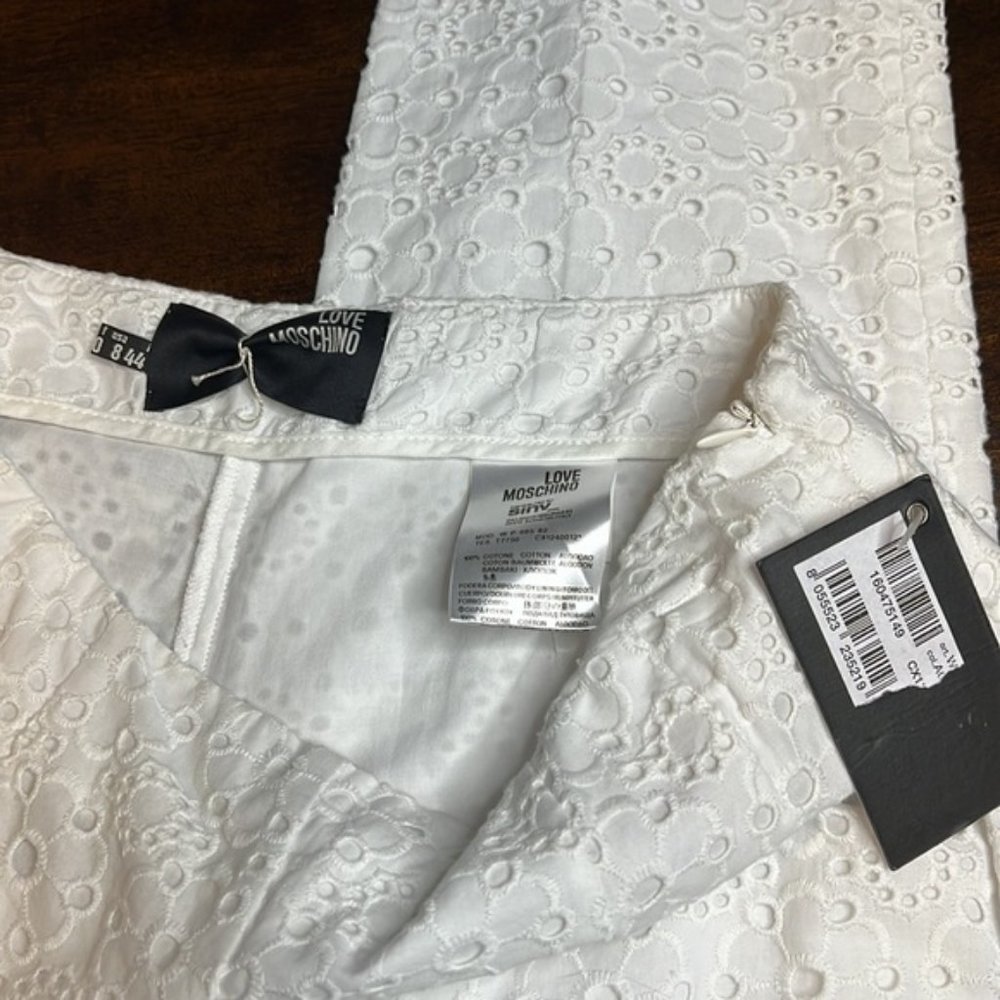 Love MOSCHINO | NWT Eyelet Dainty White Pants - Picture 4 of 8